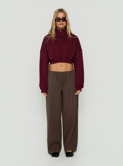 Astridd 3/4 Zip Cropped Jumper Cherry