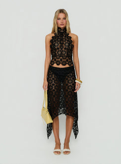 Trophy Sheer Halter Top Black