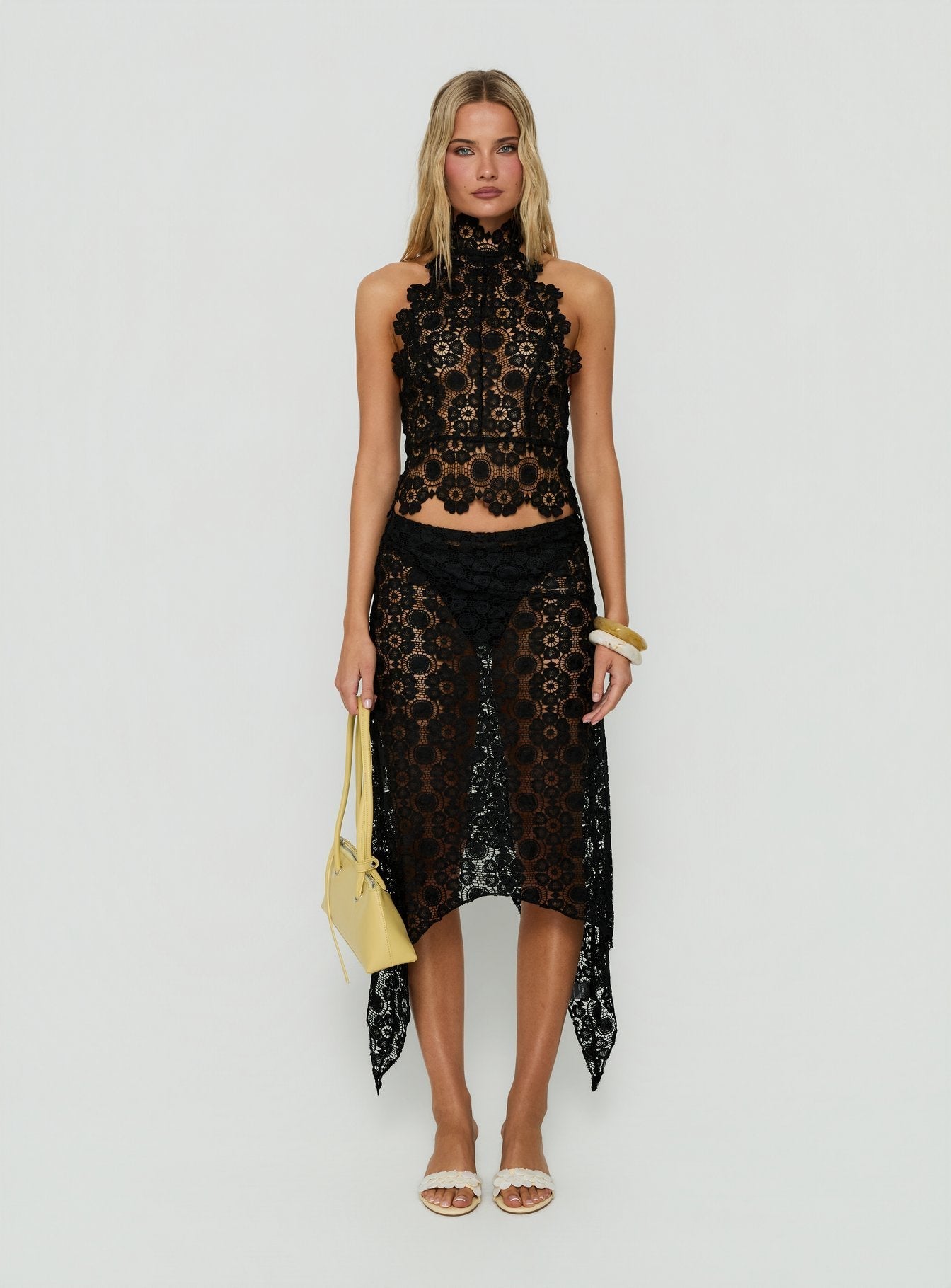 Trophy Sheer Midi Skirt Black