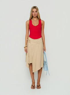 Ellainah Asymmetrical Wrap Midi Skirt Concrete