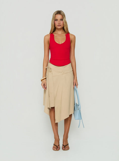 Ellainah Asymmetrical Wrap Midi Skirt Concrete