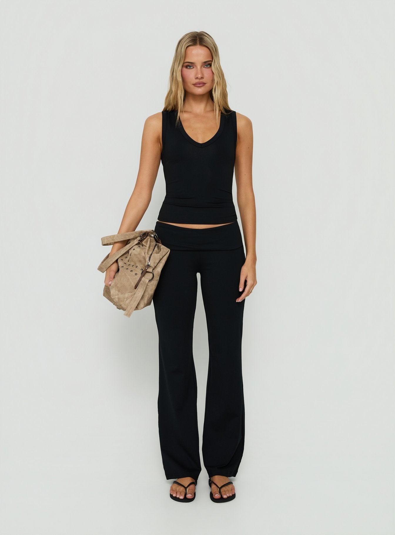 Daily Define Foldover Waist Pants Black