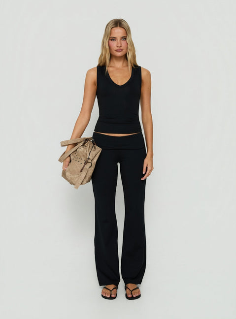 Daily Define Foldover Waist Pants Black