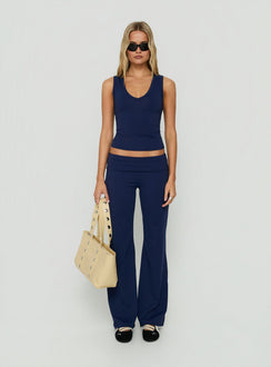 Daily Define Foldover Waist Pants Navy