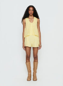Lindey Embroidered Sleeveless Top Yellow