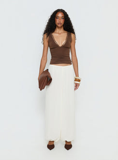 front view of model wearing Princess Polly Moondancer Balloon Pants Cream Mid Rise Pants 
