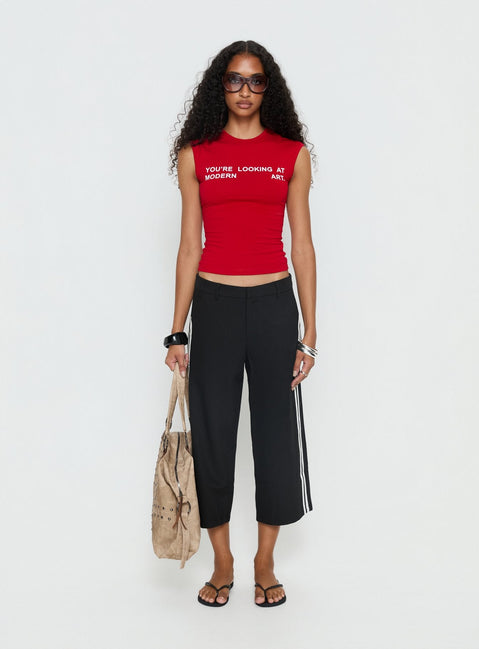 Modern Art Graphic Baby Tee Red