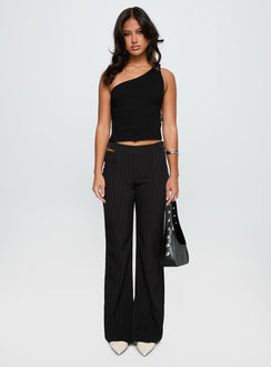 front view of model wearing Princess Polly Amaretti Pants Black High Waisted Pants 