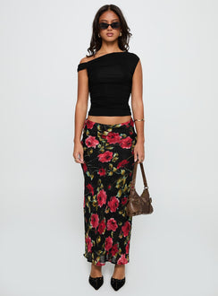 back view of model wearing Princess Polly Emaretta Maxi Skirt Multi Floral 