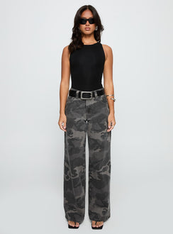 front view of model wearing Princess Polly Majesty Tie Back Bodysuit Black Sleeveless 