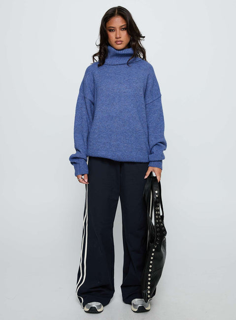 Zephry Turtleneck Knit Sweater Blue