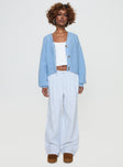 Knit cardigan V-neckline, button fastening down front, ribbed cuffs Good stretch, unlined 