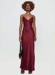 Satin maxi dress Elasticated shoulder straps, v-neckline, twist detail at bust, invisible zip fastening at side Non-stretch material, fully lined  Princess Polly Lower Impact