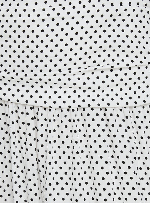 Millen Gathered Waist Halter Maxi Dress White Polka Dot