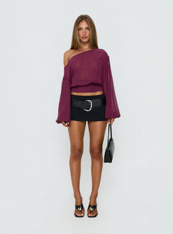 Idalina Slouchy Chiffon Top Plum