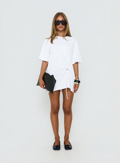 Agnessa Ruched Detail Mini Dress White