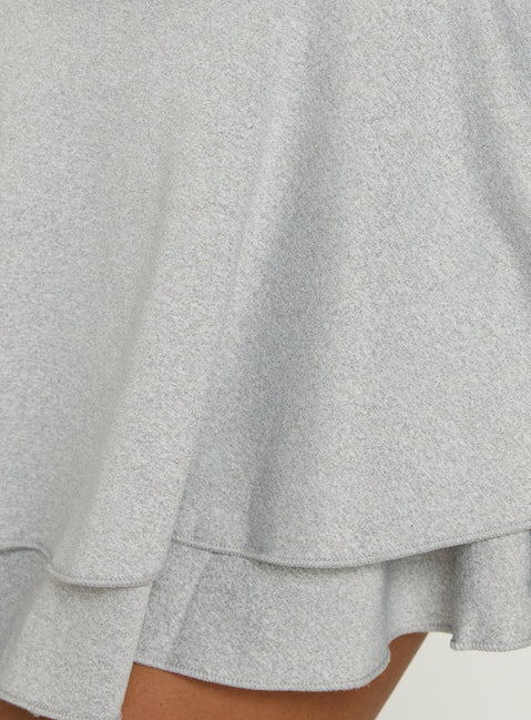 Antonetta Off Shoulder Ruched Mini Dress Grey Marle
