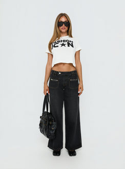 Fashion Icon Graphic Baby Tee White / Black