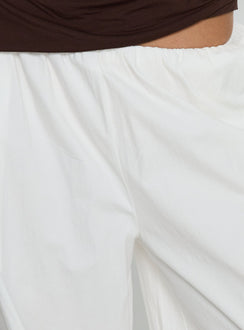 Featuring Lunea Concealed Waistband Pants White Tall in womens-regular-pants with high-rise detail view of model wearing