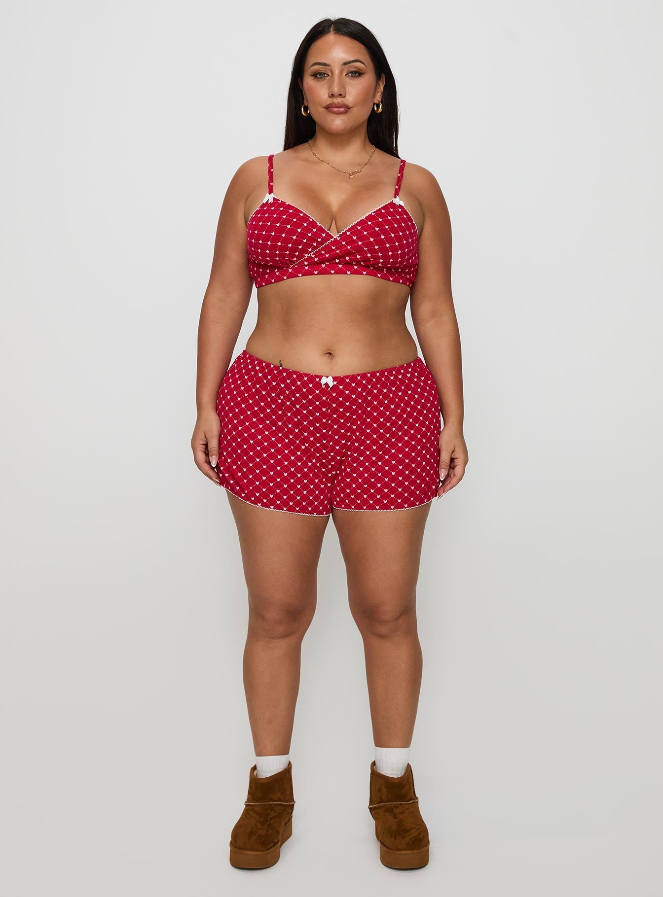 Slumber Pointelle Sleep Bralette Red Curve