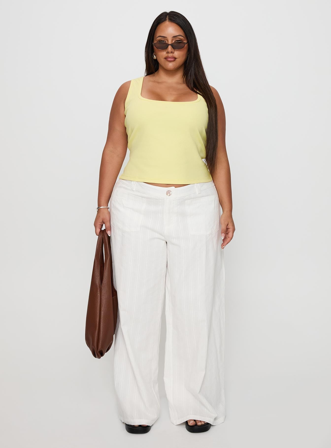 Vendi Low Rise Pant White Curve