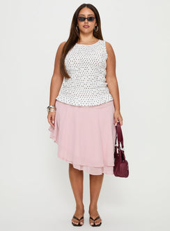 Evanescence Asymmetrical Midi Skirt Pastel Pink Curve