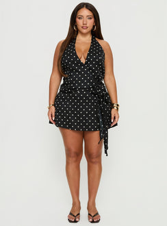 Beffanie Halter Wrap Set Black Polka Dot Curve
