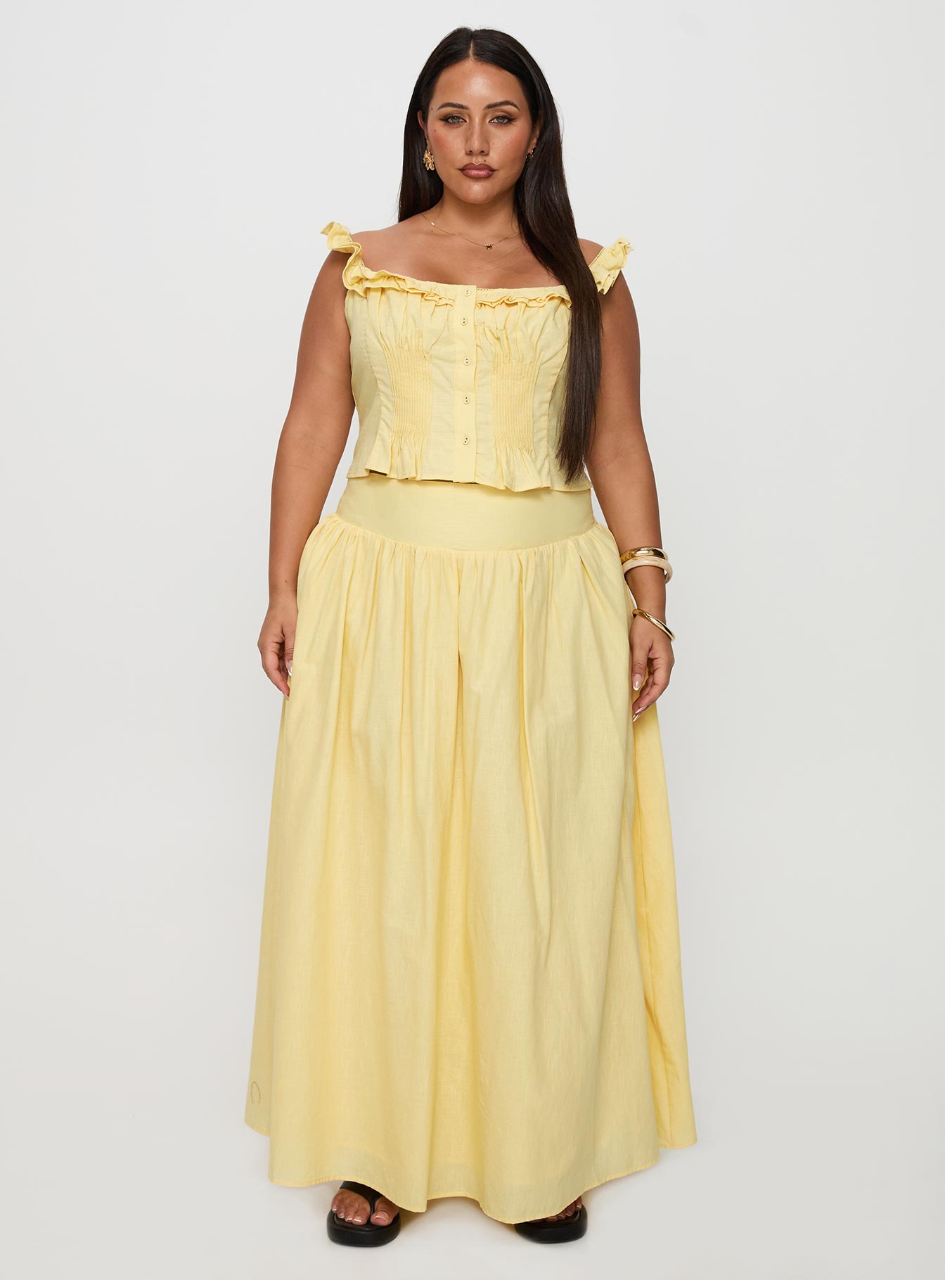 Valerio Maxi Skirt Yellow Curve