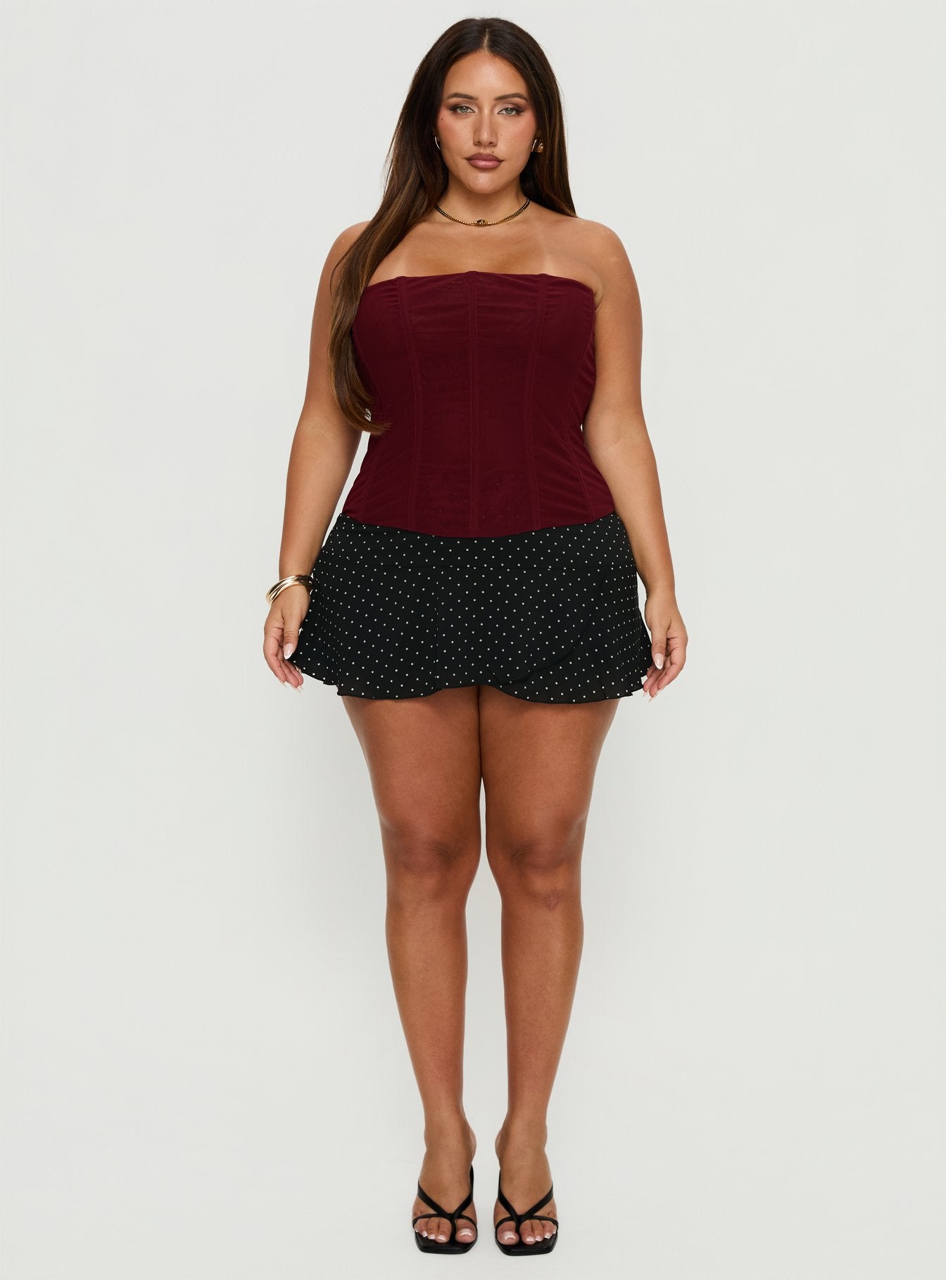 Oscuro Longline Mesh Corset Top Berry Curve