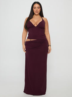 Imeraldia Hardware Halter Maxi Dress Currant Curve