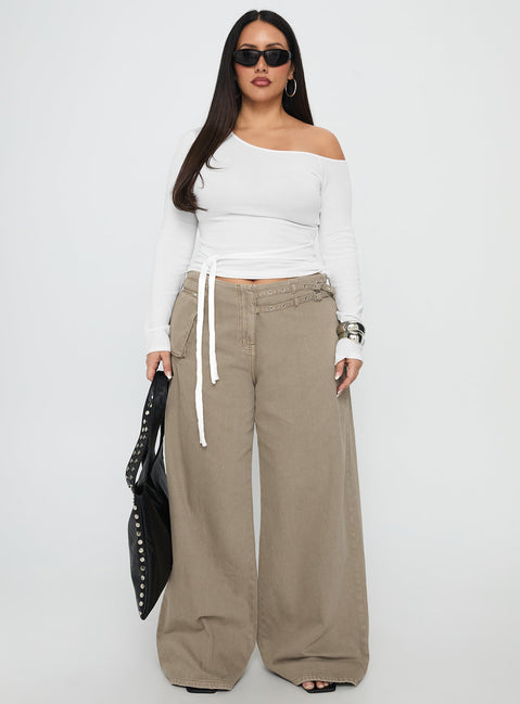 Paltrow Cargo Jeans Washed Brown Curve