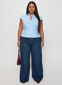 Arianwyn Short Sleeve Shirt Blue Curve