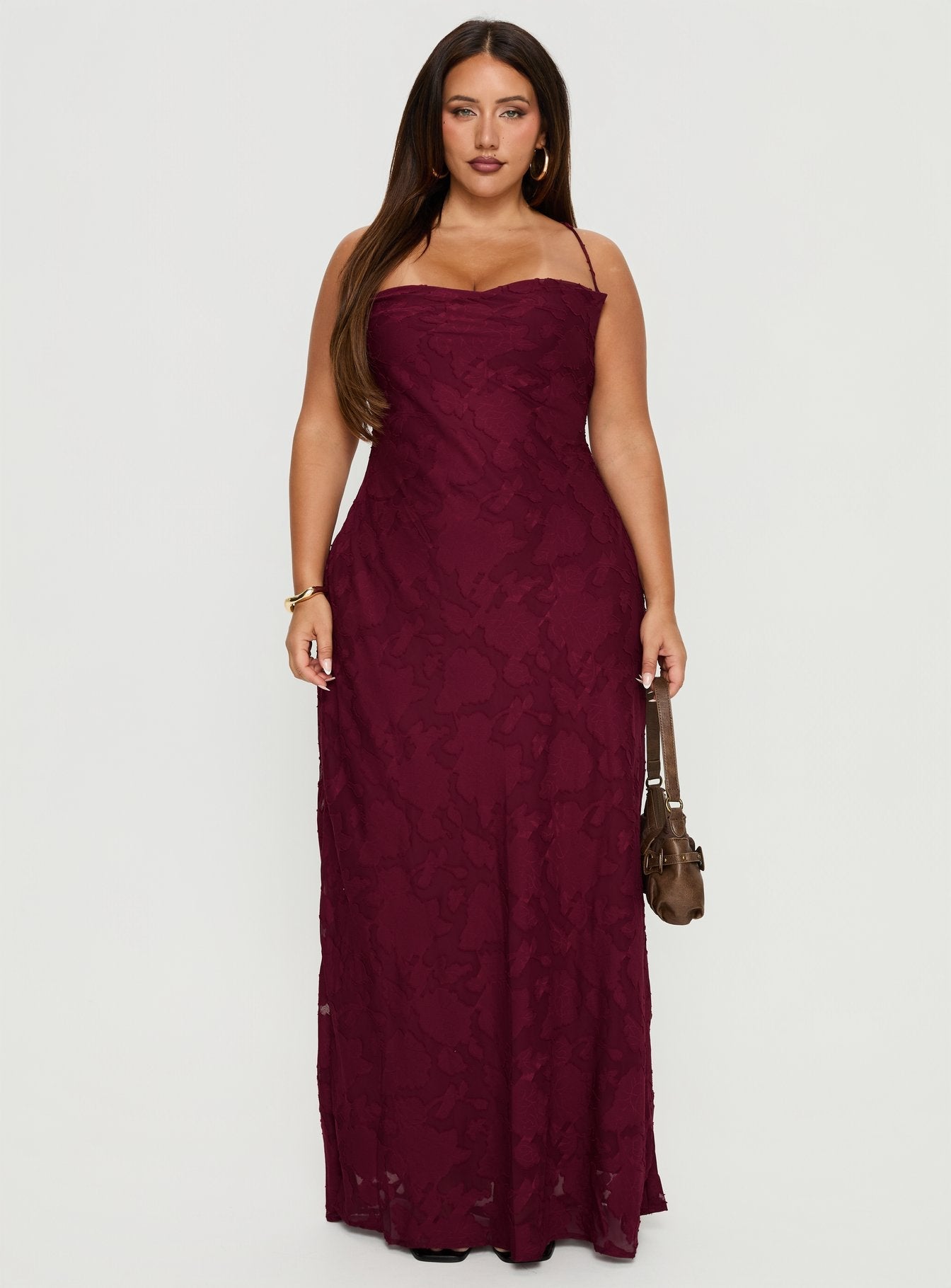 celena maxi dress burgundy burnout Celena Maxi Dress Burgundy Burnout Curve