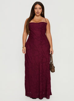 Celena Maxi Dress Burgundy Burnout Curve