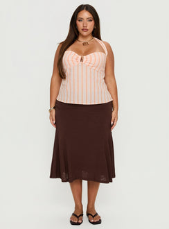 Isabetta Halter Top Orange Stripe Curve