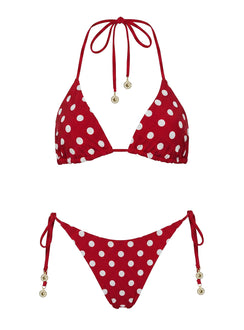 Nevaeh Reversible Triangle Bikini Top Red Polka Dot