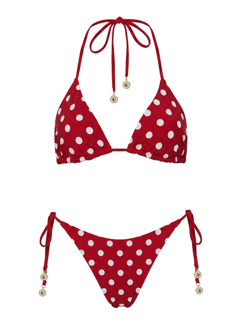 Nevaeh Reversible Triangle Bikini Top Red Polka Dot