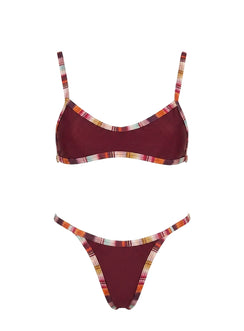 Beasley Cheeky Bikini Bottoms Burgundy Multi