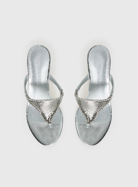 Miss You More Glitter Mesh Heels Silver