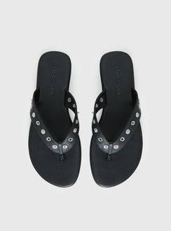 Lyana Eyelet Detail Sandals Black