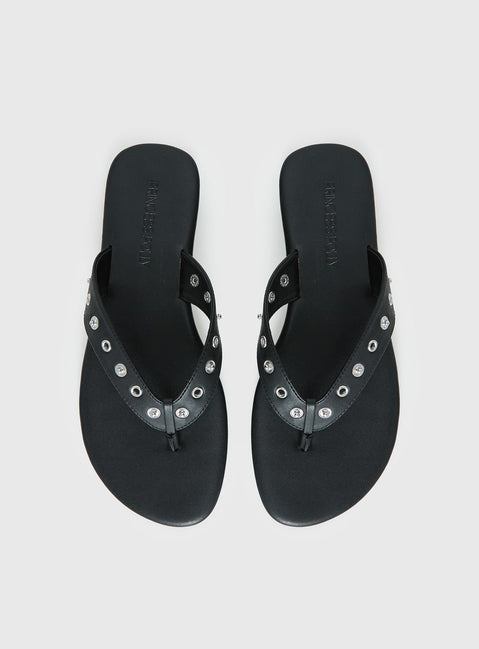 Lyana Eyelet Detail Sandals Black