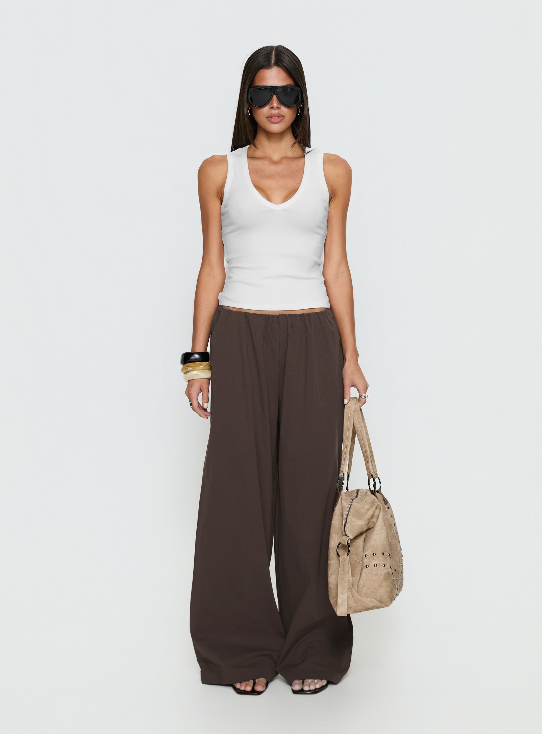 Lunea Concealed Waistband Pants Brown