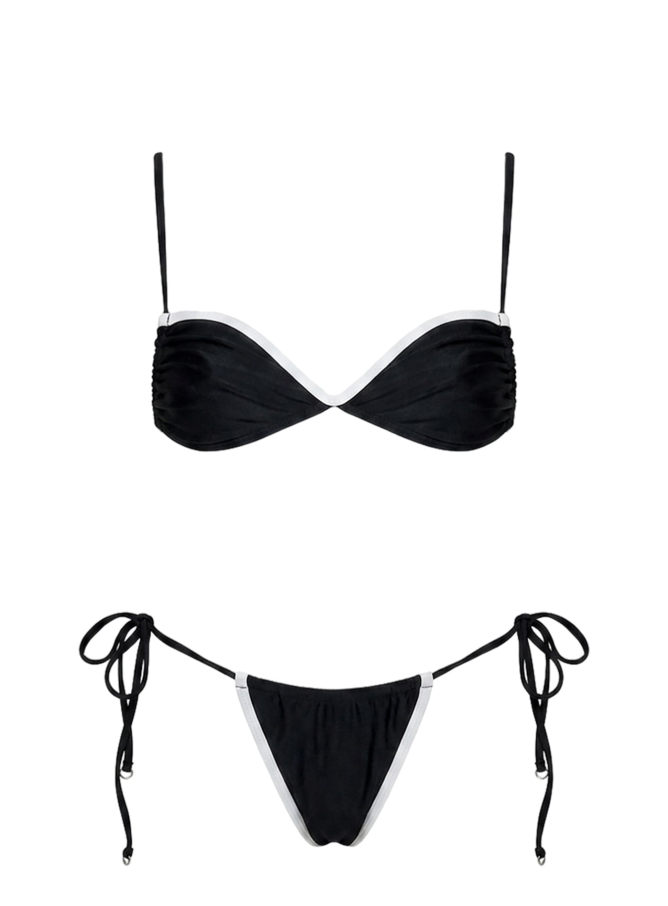 Jenner Tie Side Bikini Bottoms Black / White