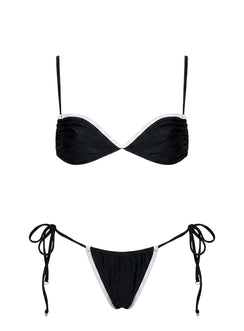 Jenner Tie Side Bikini Bottoms Black / White