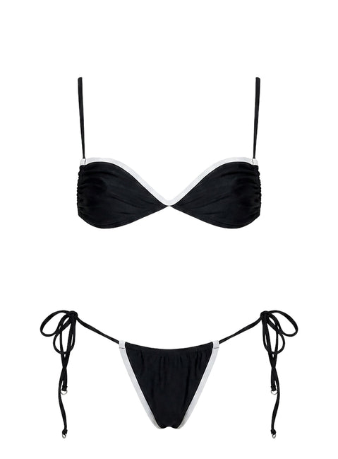 Jenner Tie Side Bikini Bottoms Black / White