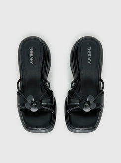 Therapy Flaunt Platform Flower Detail Sandals Black