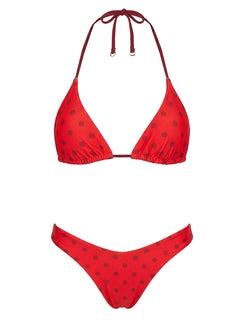Jenner Reversible Triangle Bikini Top Red Polka