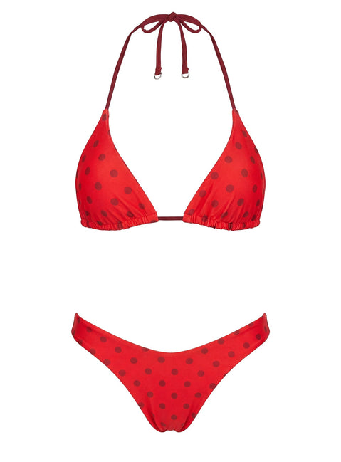 Jenner Reversible Triangle Bikini Top Red Polka