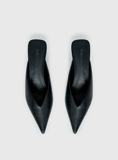 Priella Pointed Toe Kitten Heels Black