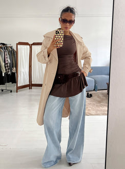 Mind Reader Ruched Mini Dress Brown